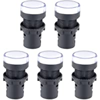 sourcing map Luces de señal AC de 220V LED blanco Montaje en panel empotrado 7-8&quot- de 22 mm 5Pcs